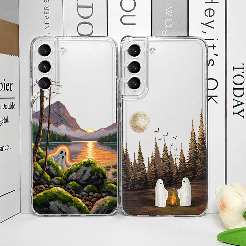 Samsung Galaxy A55 - Funda Transparente con Patrón de Fantasma
